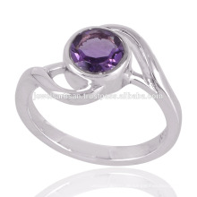 Natürlicher Amethyst und Sterling Silber Ring